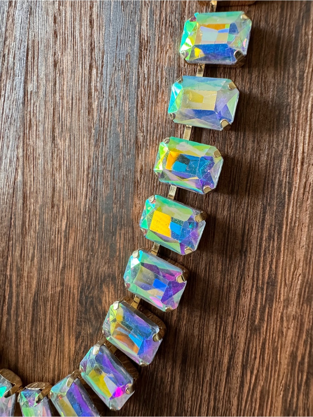 Aurora Crystal Iridescent Rhinestone Statement Necklace - Picture 3 of 4